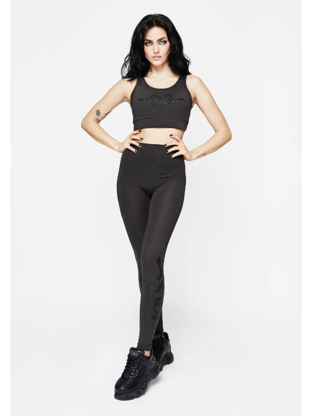 Disturbia Venin Snake Athleisure Leggings Charcoal Gray Size US 12 - Picture 3 of 6